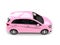 Modern small compact cars in fabulous pink color - top down view