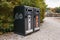 Modern smart bins. Waste collection. Separate collection of garbage and biodegradable waste.