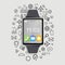 Modern smart watch with app icons. Modern flat design. Trendy smartwatch. Vector