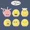 Modern smileys with emotions in standard color.