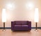 Modern sofa and floor lamps