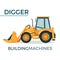 Modern solid building machine digger with spacious cabin