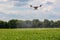 A modern solution in agricultural. Use of robotic systems with agriculture spraying drone fly to sprayed spraying chemical from