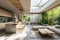 Modern spacious kitchen and living area with natural light.