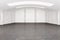 Modern spacious white hangar interior with blank mock up place on wall. Space and design concept.