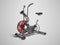Modern sport bike exercise simulator with red inserts 3d rendering on gray background with shadow