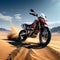 a modern sports bike kicking up dust on a desert trail trending on artstation sharp focus