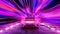A modern sports car drives quickly through an abstract tunnel of ultraviolet light. Animation from the ultraviolet