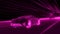 A modern sports car drives quickly through an abstract tunnel of ultraviolet light. Animation from the ultraviolet