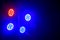 Modern stage illumination equipment, red and blue beam of stage LED spot light on black background