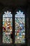 Modern stained glass windows in the church at Caldbeck in Cumbria