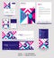 Modern stationery mock up set and visual brand identity with abstract colorful geometry background