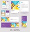 Modern stationery mock up set and visual brand identity with abstract colorful geometry background