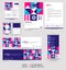 Modern stationery mock up set and visual brand identity with abstract colorful geometry background