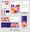 Modern stationery mock up set and visual brand identity with abstract colorful geometry background