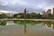 Modern statue at the Gardens of Turia in Valencia, Spain Stock Images