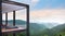 Modern steel structure house terrace with mountain view 3d rendering image