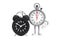 Modern Stopwatch Cartoon Person Character Mascot with Alarm Clock. 3d Rendering