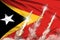 Modern strategic rocket forces concept on flag fabric background, Timor-Leste ballistic warhead attack - military industrial 3D