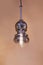 Modern streamlined mirror copper silver chandelier. Bubble metal glass shade pendant