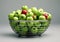 modern style with apples basket made of steel wire created with Generative AI technology