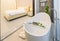 Modern style interior  design of bathroom and bedroom