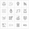 Modern Style Set of 16 line Pictograph Grid based industry, hone, internet, energy, user interface