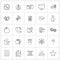 Modern Style Set of 25 line Pictograph Grid based business, document, camera, directory, share folder