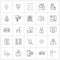 Modern Style Set of 25 line Pictograph Grid based drop, medical, text, medicine, data