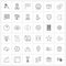 Modern Style Set of 36 line Pictograph Grid based rate, graph, flag, party, emotion