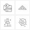 Modern Style Set of 4 line Pictograph Grid based business, basic, finance, geometry scale, pin