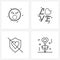Modern Style Set of 4 line Pictograph Grid based emoji, valentine`s day, emoji, love, protection