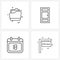 Modern Style Set of 4 line Pictograph Grid based file; date; open; front; schedule
