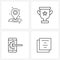 Modern Style Set of 4 line Pictograph Grid based navigation, file, cup, mobile app, data