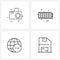 Modern Style Set of 4 line Pictograph Grid based photo; connection; camera; power; internet