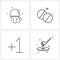 Modern Style Set of 4 line Pictograph Grid based sports, plus, tablet, healthcare, games