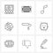 Modern Style Set of 9 line Pictograph Grid based hardware, constructions, music, worldwide, world