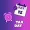 Modern Style Tax Day Reminder Concept, Blue and Purple Calendar Design with Clock - US Tax Deadline Template, New Extended Date
