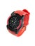 Modern style wristwatch with red silicone strap