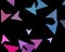 Modern stylish concept of colorful triangles on dark background. Abstract Paper planes, arrows, arrowheads. Vector illustration.