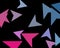 Modern stylish concept of colorful triangles on dark background. Abstract Paper planes, arrows, arrowheads. Vector illustration.