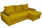 modern stylish corner sofa of yellow fabric with pillows