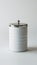 Modern, stylish, and secure white cylinder with reflective surface and silver lid