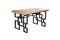 Modern stylish table in Loft style: wooden oak cover and geometric metal base in black matte color. Isolated on white