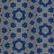 Modern stylish texture with regularly repeating geometrical shapes, rhombus, crossed squares with blue embroidery flowers