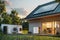 Modern suburban house, smart home powered by photovoltaic solar cells