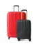 Modern suitcases for travelling on white background