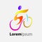 Modern Summer Sports Logo Symbol - Cycling Mountain Bike Athlete Silhouette