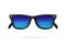 Modern sunglasses with blue mirror lenses