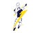 Modern Super Lightning Smash Passionate Badminton Player In Action Logo